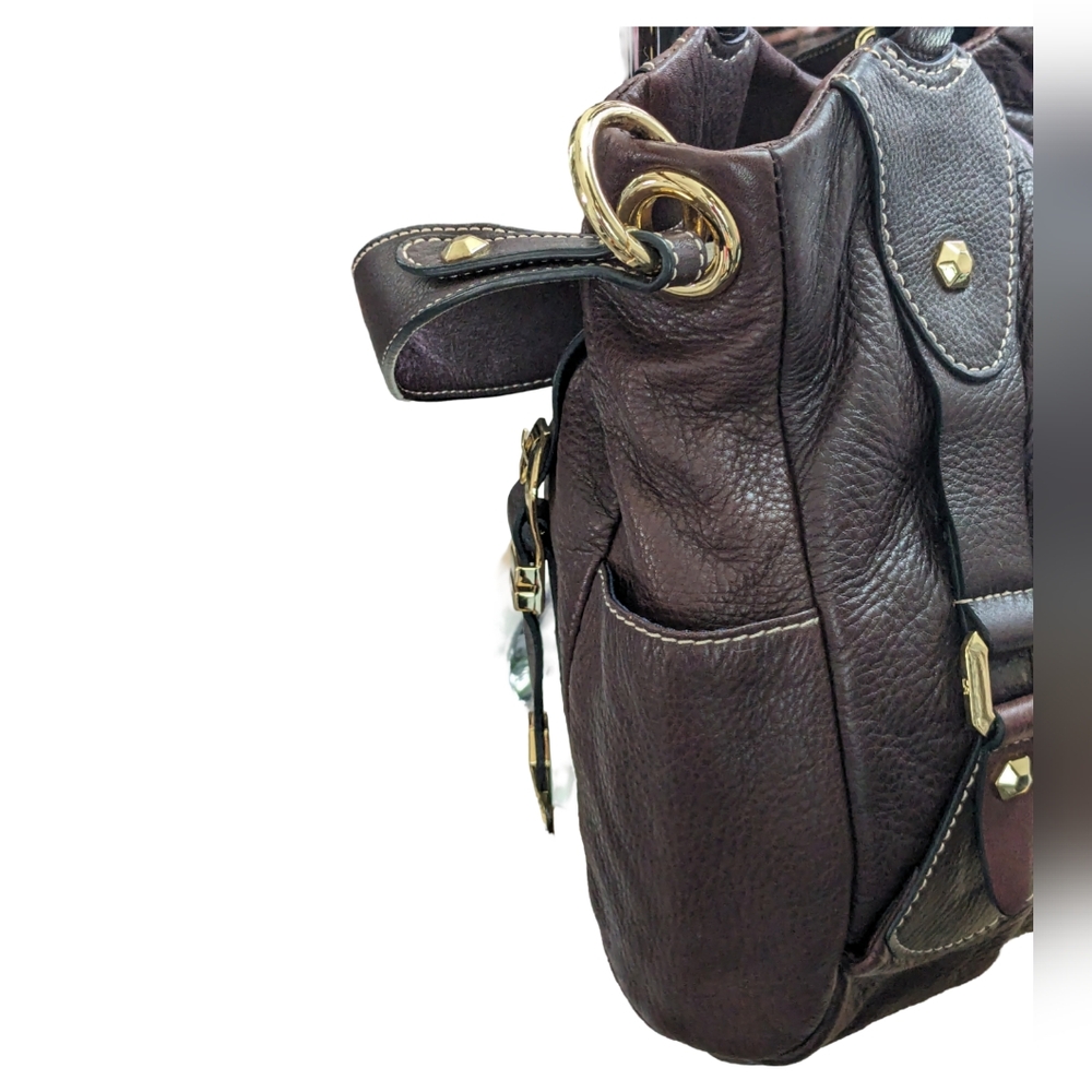 orYANY Gwen chocolate Brown Distressed Leather multiple Pockets Shoulder Bag - Picture 9 of 15